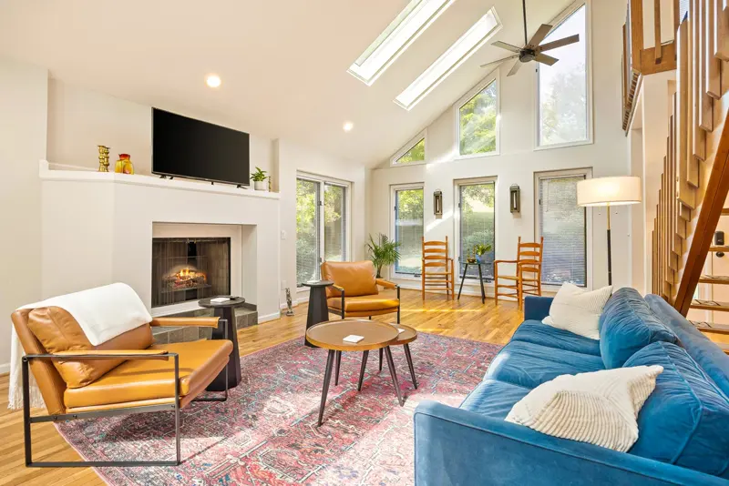 Living room with fireplace